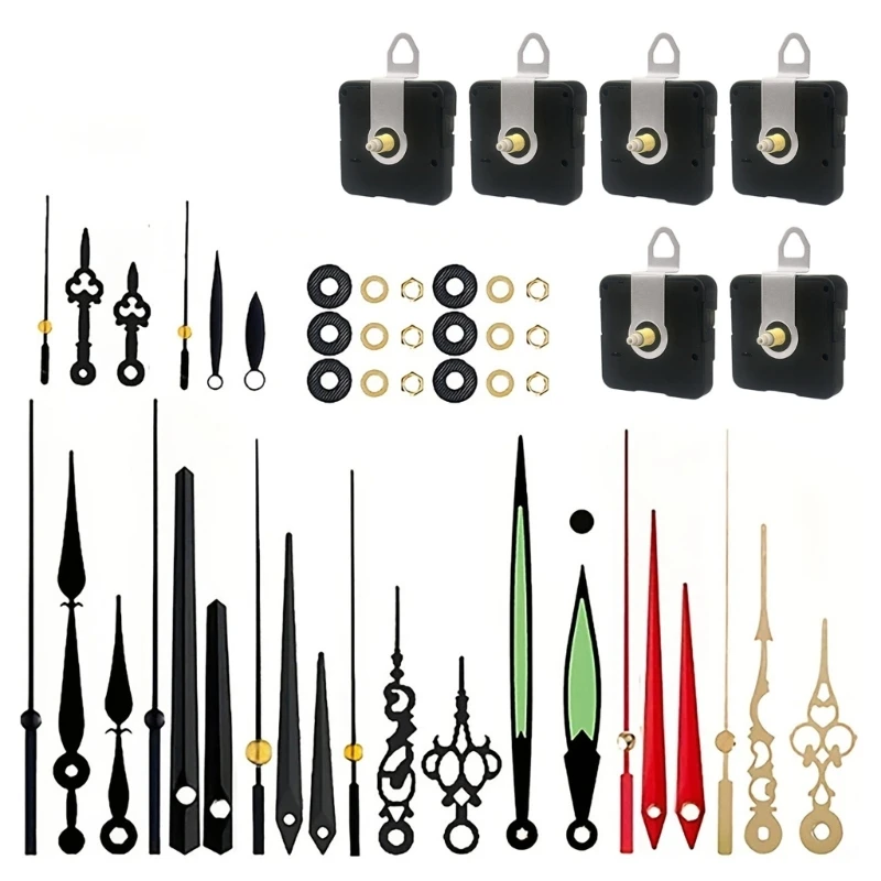 

Quiet Wall Clock Repair Kits 6Pcs Clock Movement Mechanism and Multiple Hands