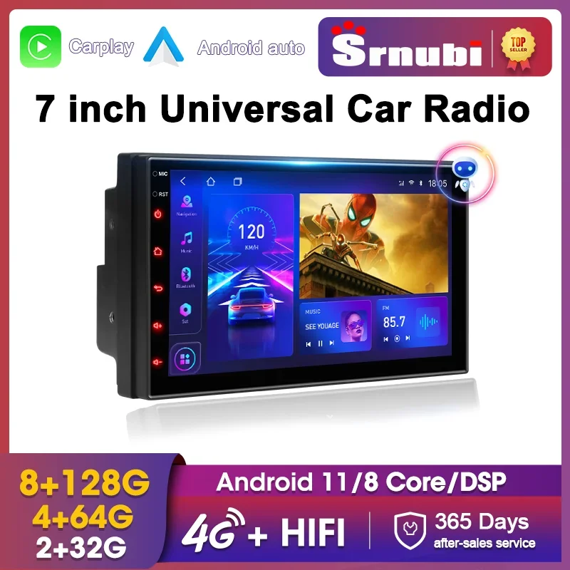 

Srnubi Android 11.0 Car Radio Multimedia Player Universal 2Din 4G Stereo GPS DVD for Volkswagen Nissan Hyundai Toyota CR-V