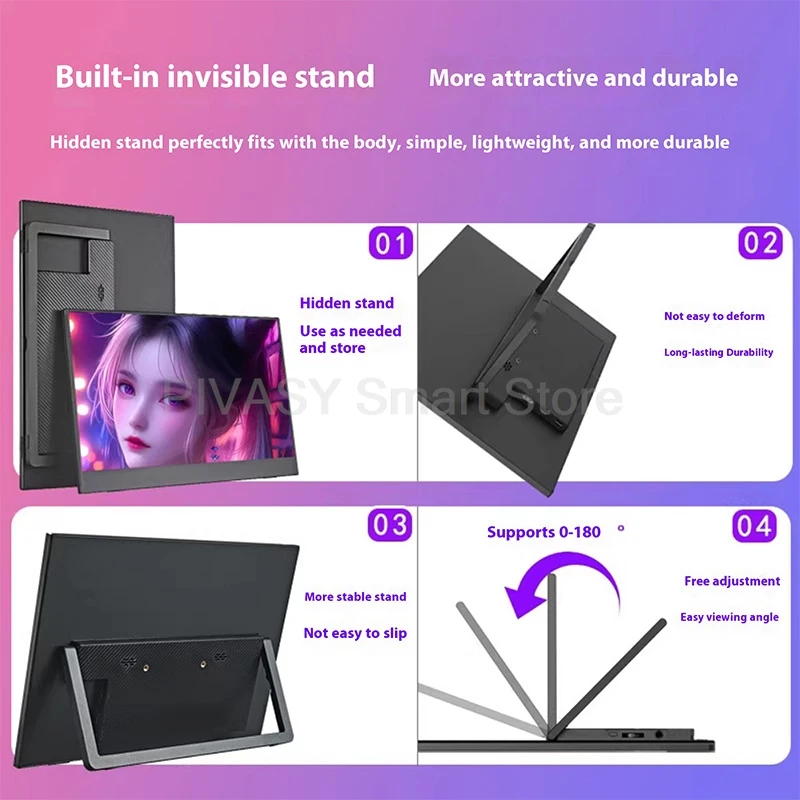 شاشة محمولة للتوصيل اللاسلكي مقاس 15.6 بوصة لأجهزة Android iPhone PC Desktop IPS دقة اتصال WiFi واجهات متعددة