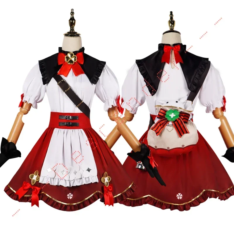 Genshin Impact Klee Cosplay Traje para crianças, novas roupas Starlight para mulheres, vestido de chapéu, peruca, mochila, bruxa, quadrinhos Cn Game