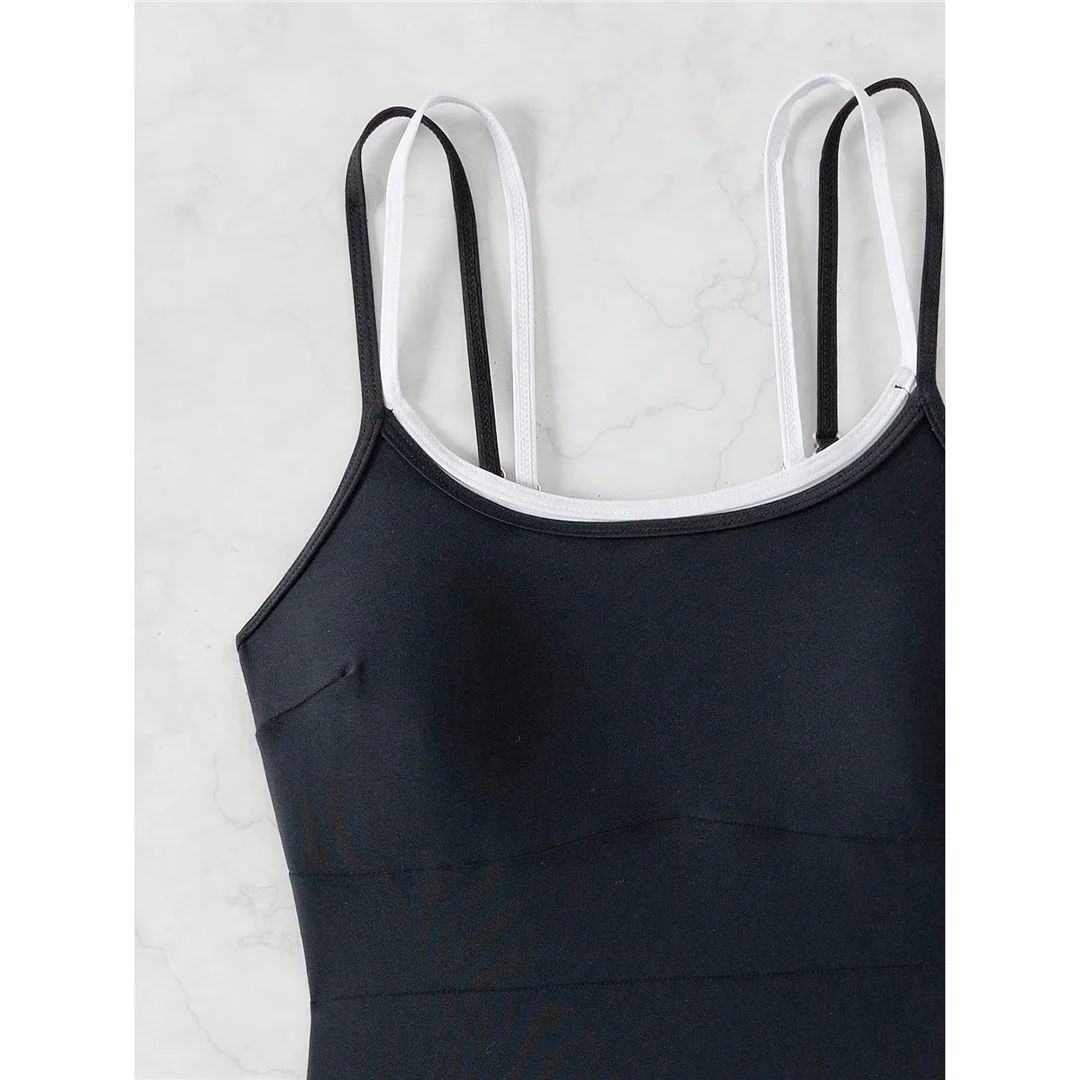 S - XL, rückenfreier, hoch geschnittener Badeanzug mit seitlichen Einsätzen, einteiliger Badeanzug für Damen, gepolsterter Monokini-Badeanzug, Badebekleidung, Badeanzug, Modell V6789. – Detail 12
