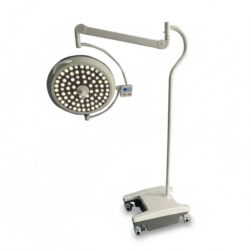 

LED Shadowless Lamp, High CRI 90 Mobile Surgical Light, Adjustable 160-280mm Spot, Floor Stand Operating Theatre Light