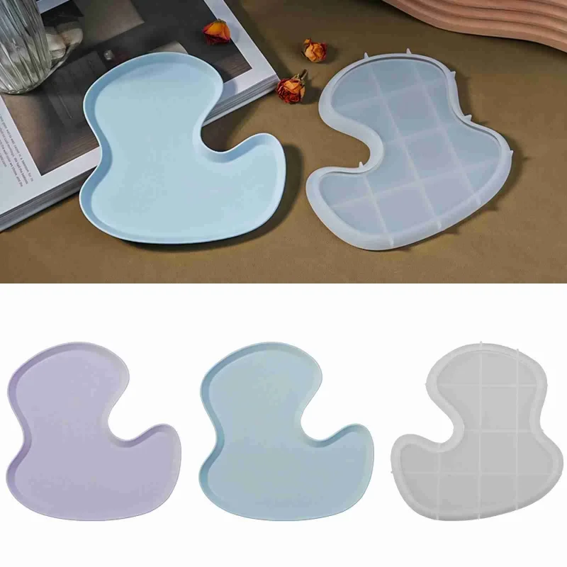 DIY tidak beraturan bentuk L cetakan silikon piring penyimpanan perhiasan nampan teh coaster piring buah ornamen gipsum epoksi Resin cetakan Kerajinan