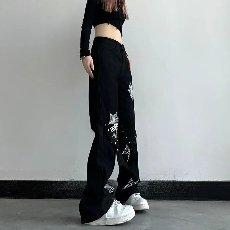 Spring and Autumn New Micro Flared Jeans with High Waist and Slimming Trend Loose Fitting Straight Leg Wide Leg Casual Pants