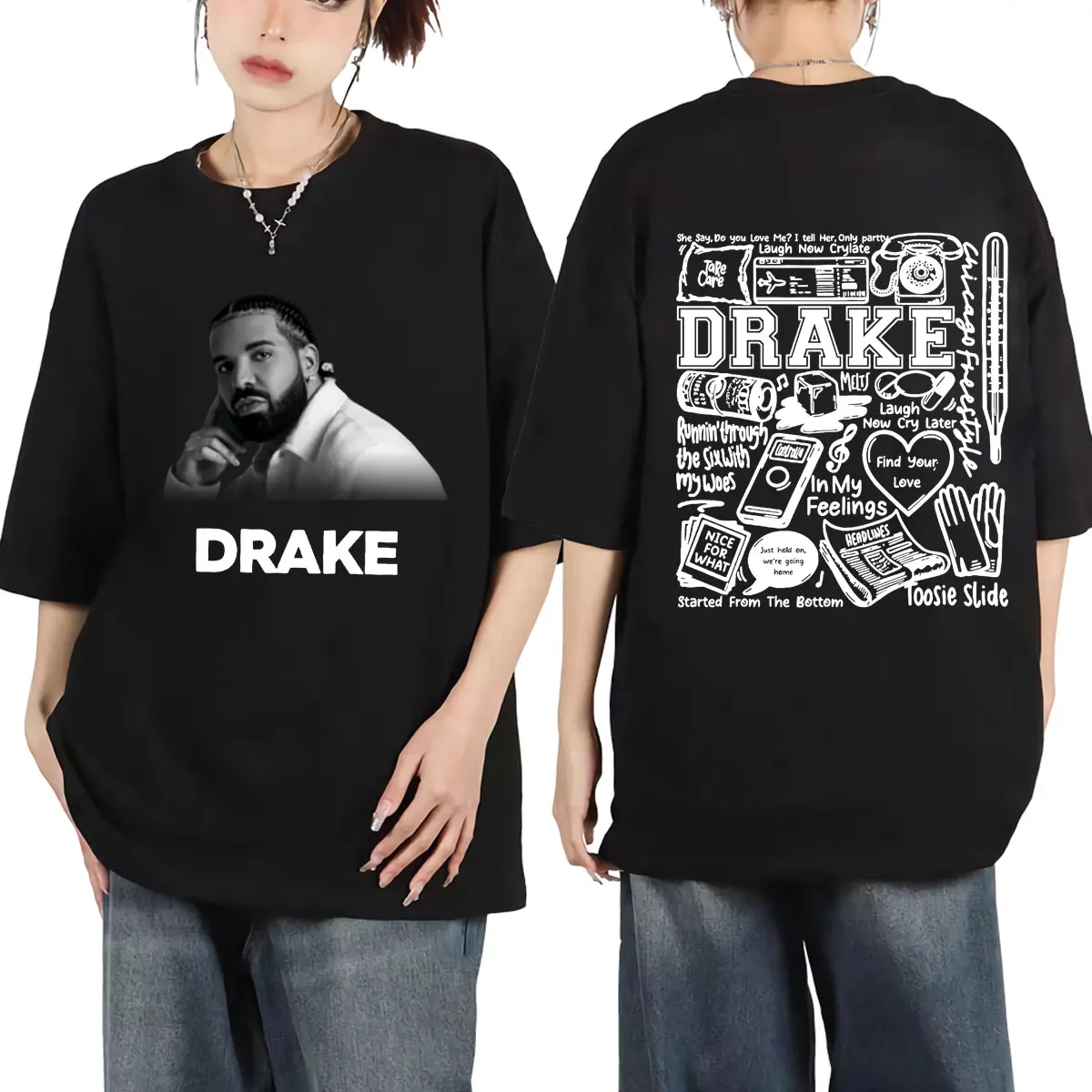 

Rapper Drake Music Album Tour Graphic T Shirts Unisex Hip Hop Vintage Short Sleeve T-shirt High Street Fashion Trend T-shirts