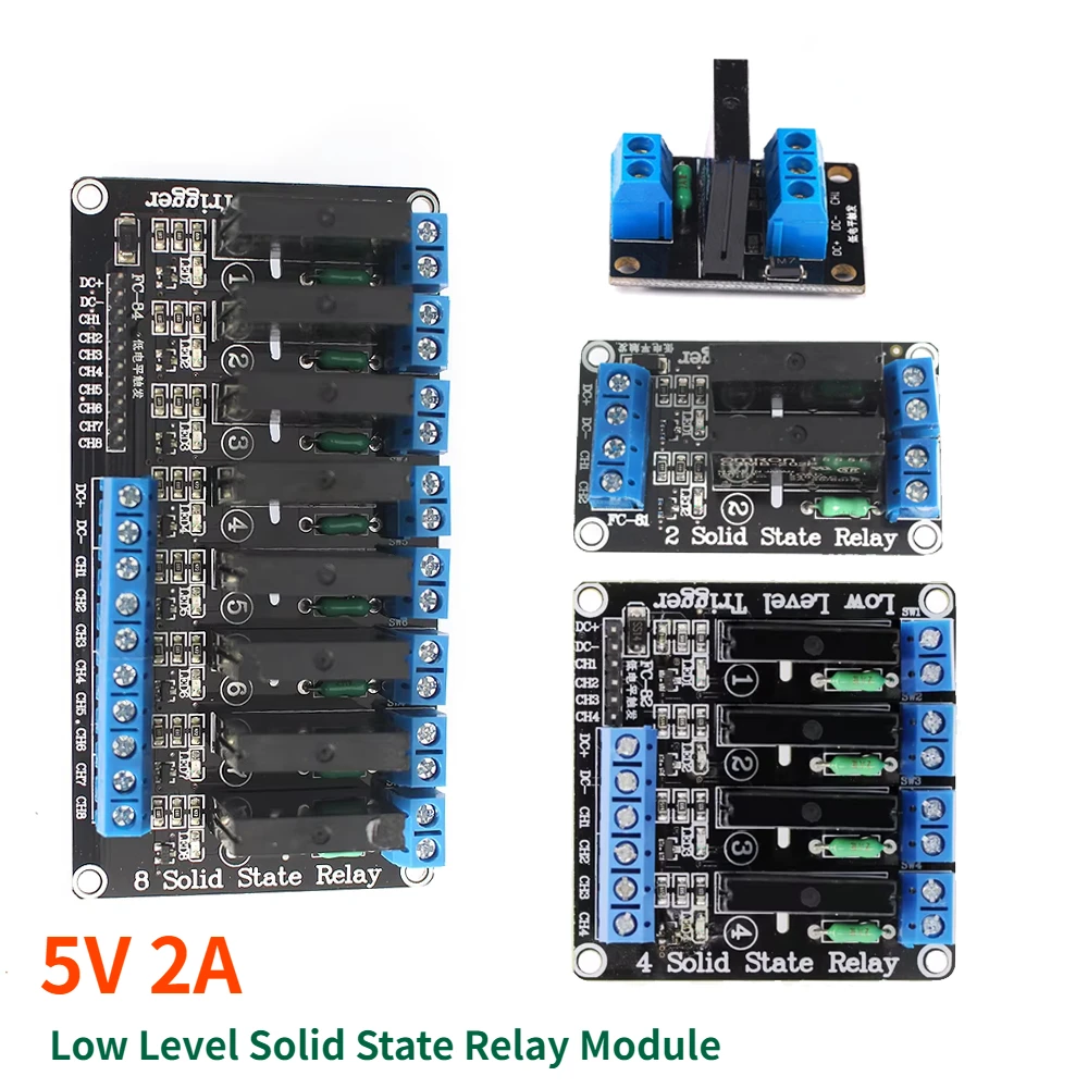 1PCS 5V Relay 1/2/4/8 Channel Low Level Solid State Relay Module AC240V 2A Output with Resistive Fuse for Arduino