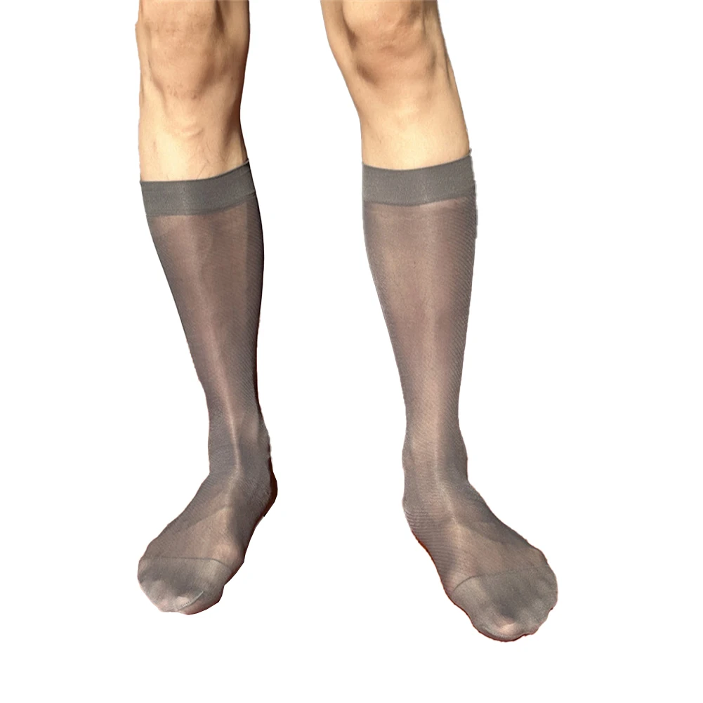 Chaussettes habillées d'affaires chaussettes Tube transparent événements de soirée US 4.5-12 noir respirant bleu foncé tissu en Nylon Transparent