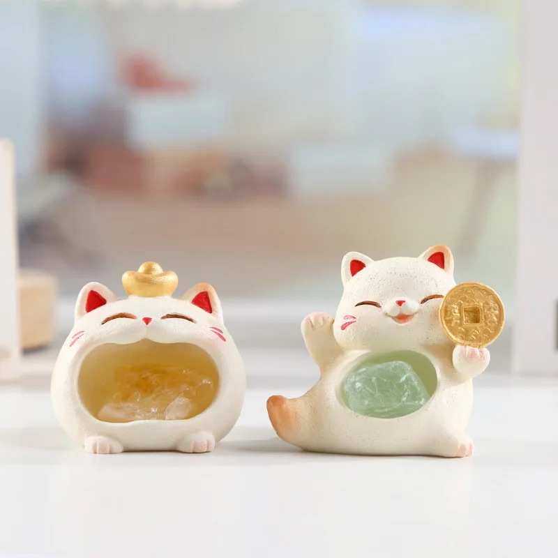 Mysterious Blind Box Cute Creative Office Desktop Ornaments Gifts Crystal Stones Attracting Wealth Cat Little Red Book Hot Sale - Detail 1