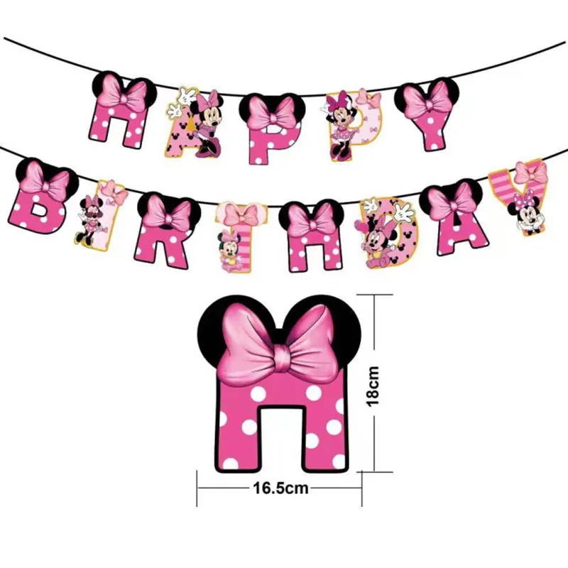 Minnie children's birthday party decorations Tablecloth Paper towels knife fork spoon Cake large insert row paper plate cutlery