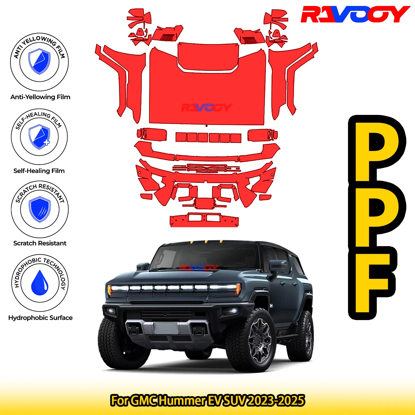 

Для GMC Hummer EV SUV 2023-2025 глянцевая матовая черная предварительно вырезанная передняя PPF комплект защитная пленка для краски