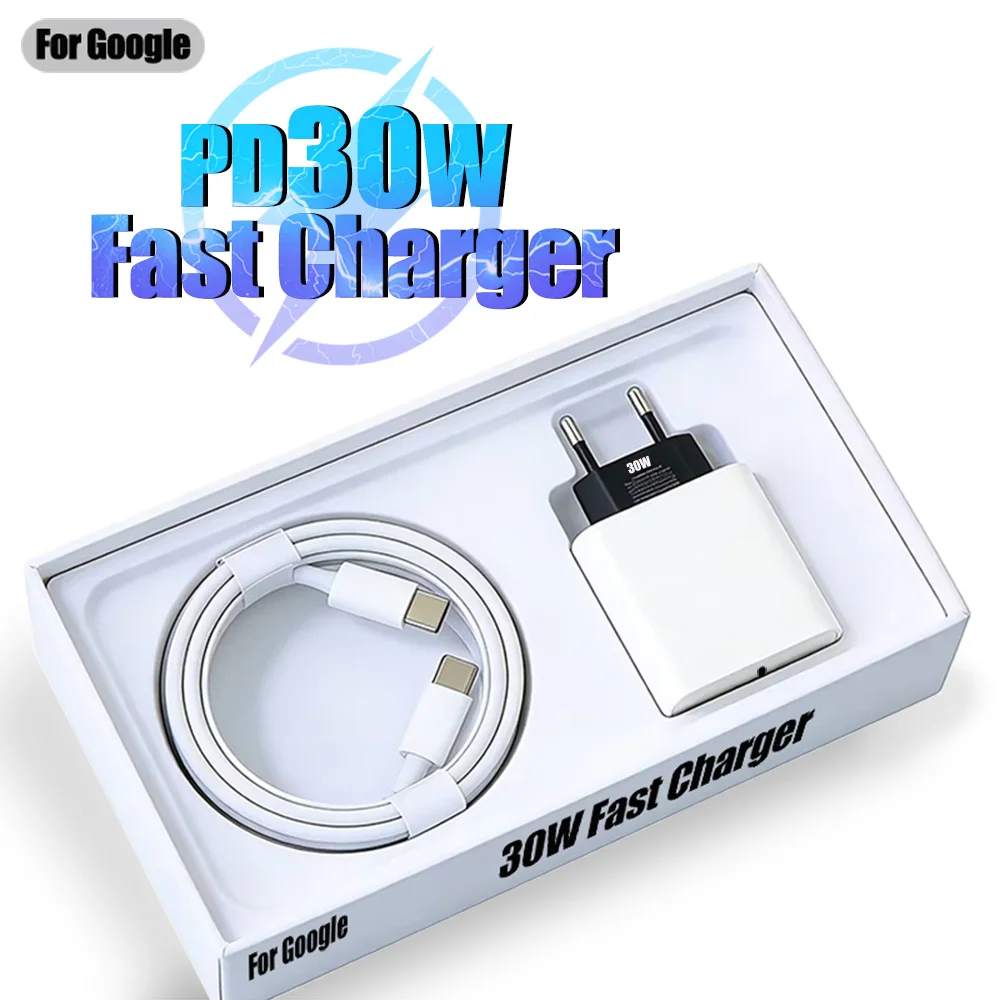 PD 30W Fast Charger For Google Pixel 10 9 8 7 6 5a Pro Fold 5A Type C Quick Charging Data Cable EU US Wall Plug Power Adapter