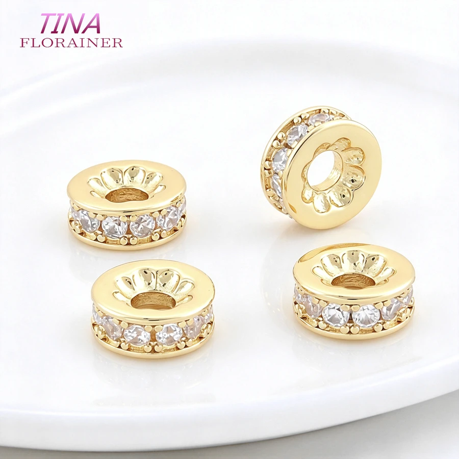 10MM 14K Gold Farbe vergoldet Messing und Zirkon Rondellen Kristall Perle lose Distanzperlen für DIY Schmuckherstellung Zubehör – Detail 4