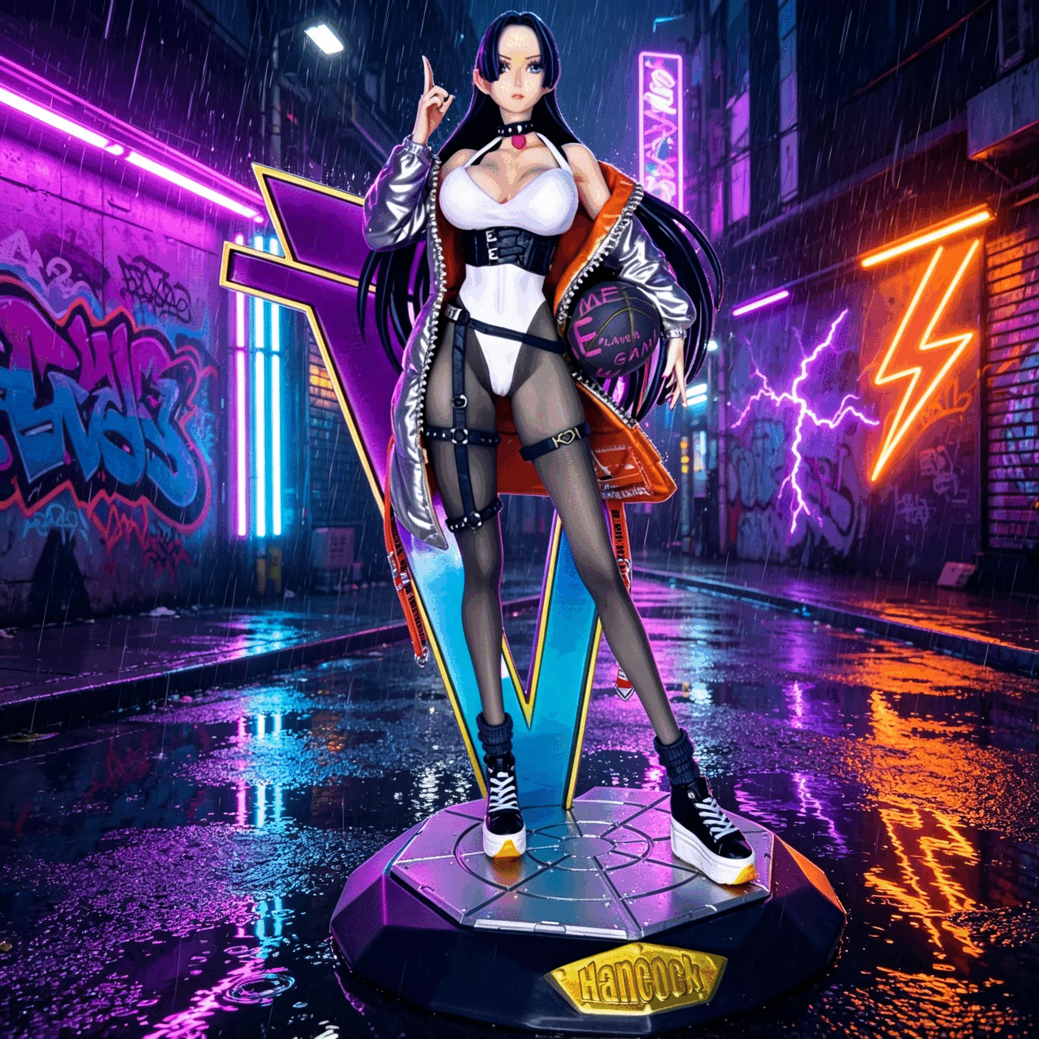 

One Piece Queen Hanako Cyber-Punk Style Figure with V-Backboard Trendy Collectible Toy Birthday Gift Anime Themed Decoration