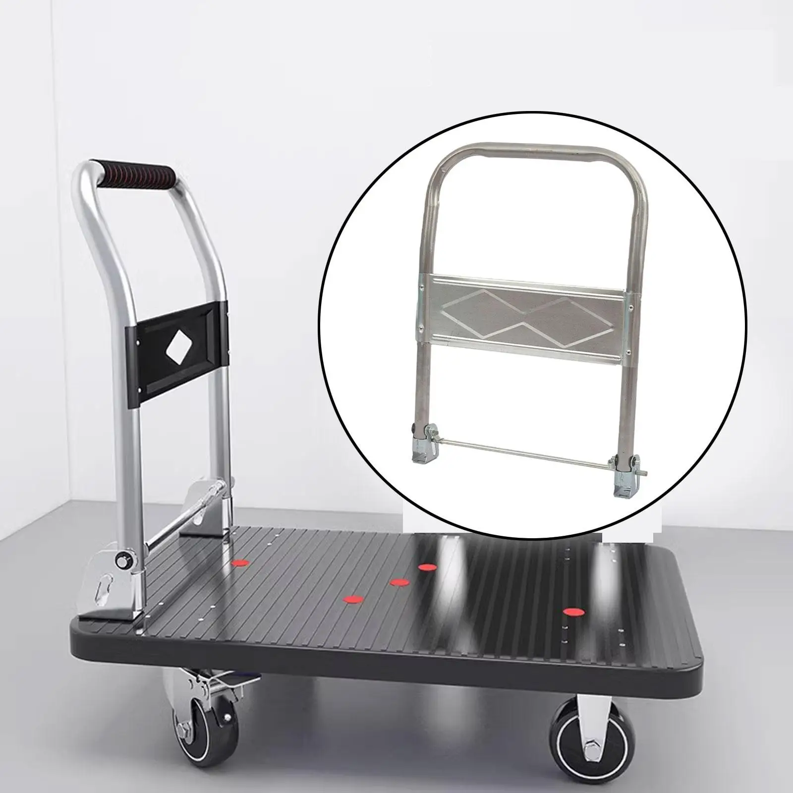 

Portable Flatbed Cart Handle Foldable Replacement for Rolling Utility Cart Garage Workshop Use