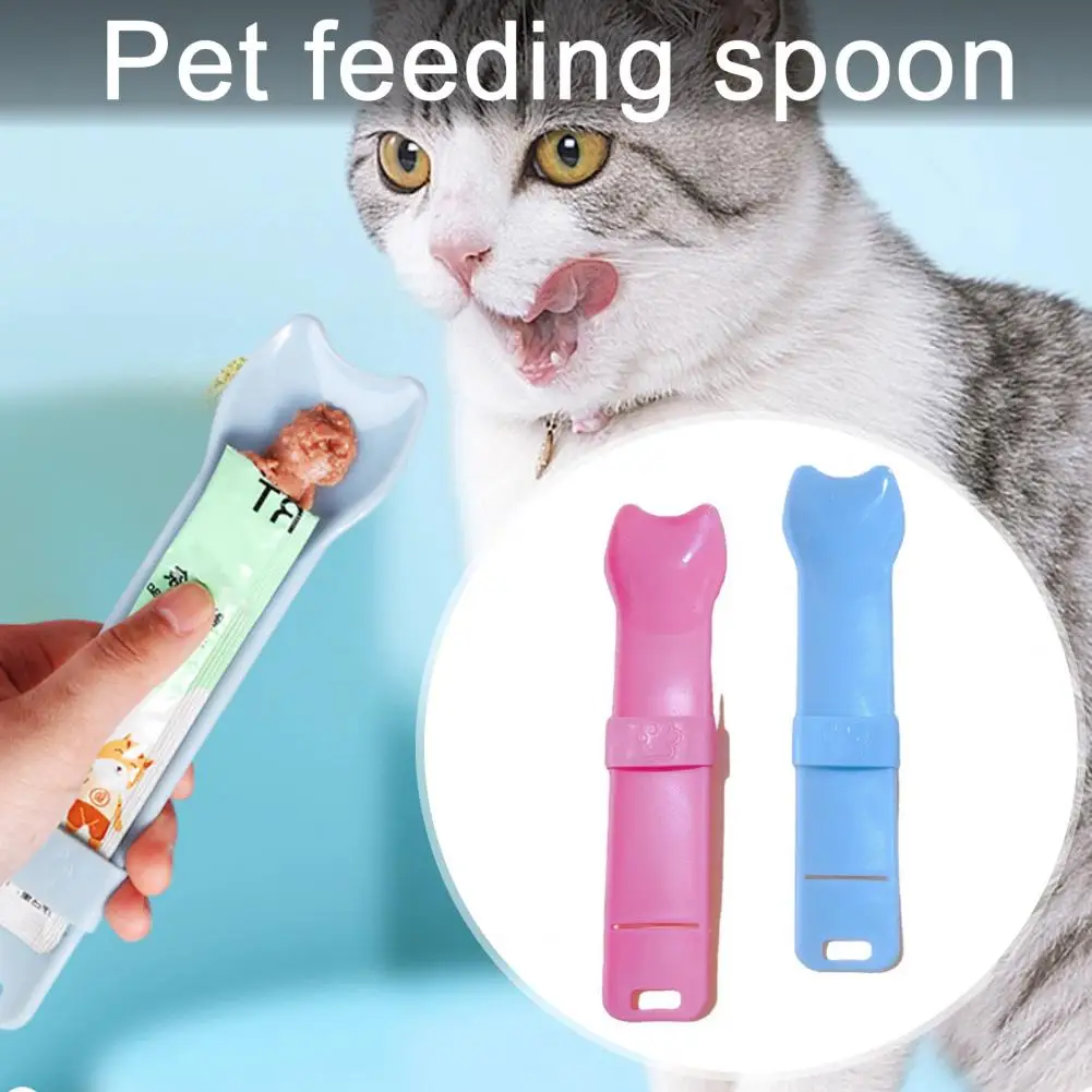 Cat Strip Feeder Safe Cat Food Dispenser Hygienic Cat Treat Feeder with Hanging Hole for Easy Waste-free Squeeze Spoon for Pets