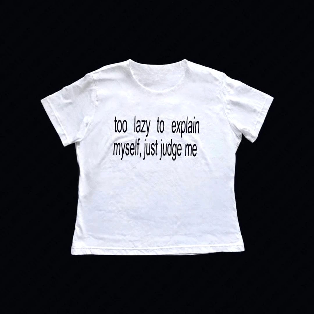 2000s Vintage Women Letter Print Casual Short Sleeve T-Shirts  Emo Girls Y2k Style Top Women Streetwear Gothic Crop Top Baby Tee