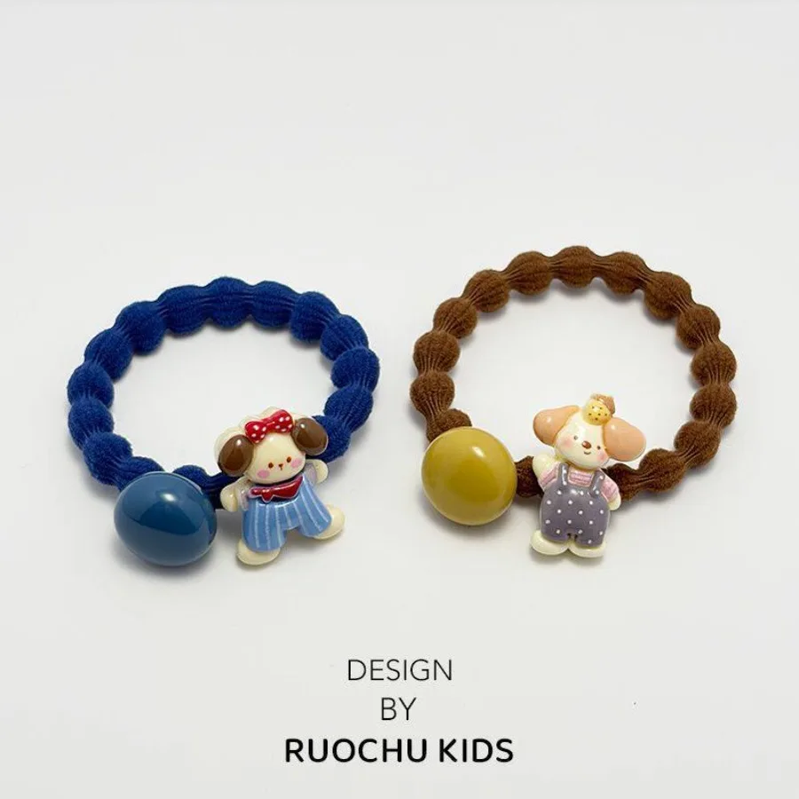 Cute cartoon cream bear hair ring high elasticity durable bear rubber head rope widespread ponytail hair rope hair accessories - Detail 1