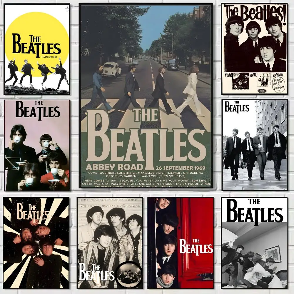 The B-Beatles Rock Band Poster Self-adhesive Art Waterproof Paper Sticker Coffee House Bar Dorm Room Wall Decor