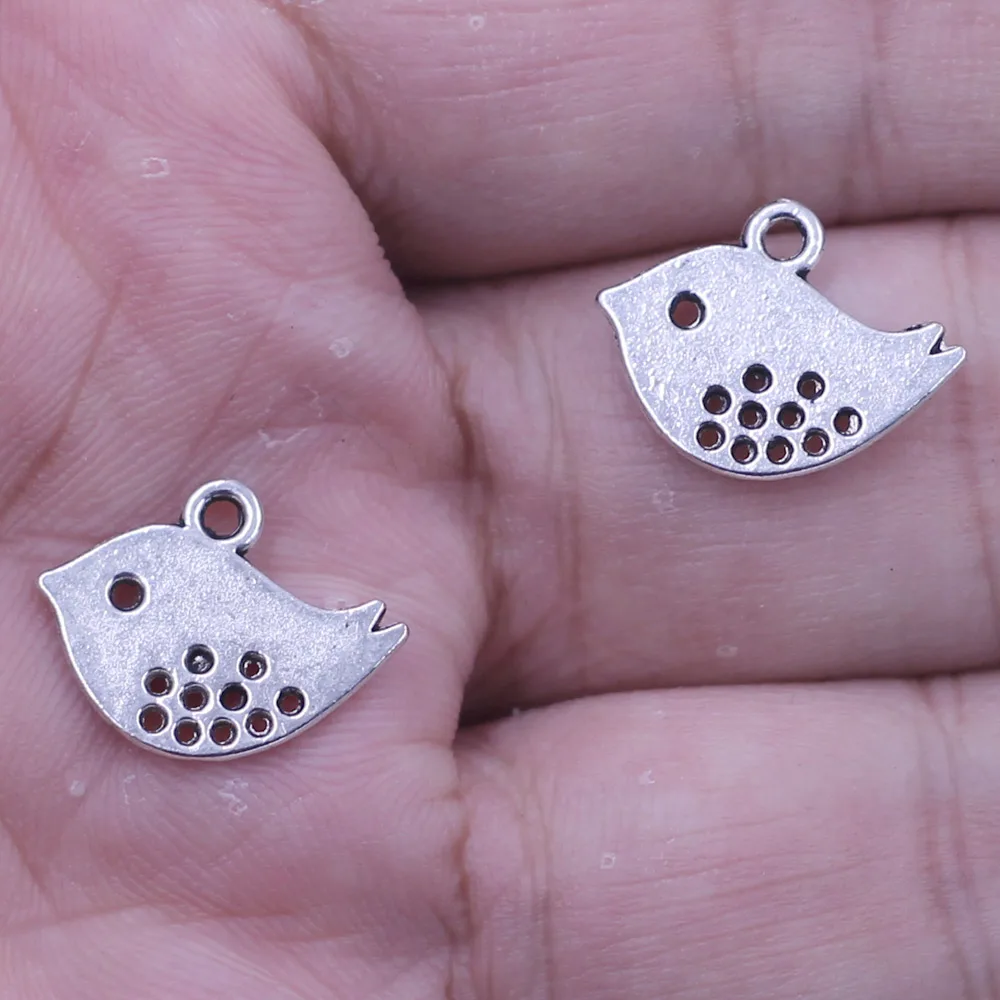300Pcs Silver Tone Birds Pigeon Dove Animal Pendants 16x13mm