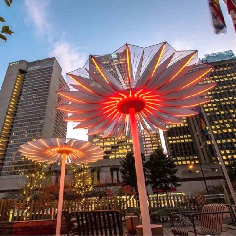 RGB Colorful Umbrella Light Outdoor Waterproof Led Modeling Light Square Festive Decorative Lamp Park Large Landscape Lamp