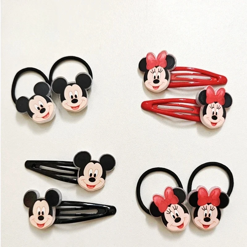 

Mickey Minnie Mouse Mini Hair Rope Hairs Clip Cartoon Cute Bowknot BB Barrettes Rubber Band Hairpin Elastic Headwear Girls Gifts
