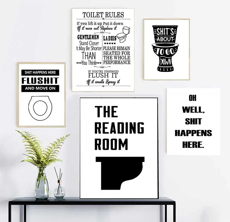 Toilet Rules Wall Art Canvas Painting Modern Funny Bathroom Rules Sign  Prints Toilet Humour Picture Bathroom Home Decor