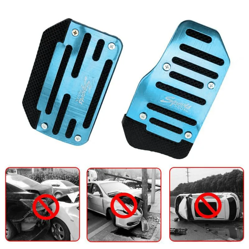 3pcs/set Universal Aluminum Manual Transmission Non-Slip Car Pedal Cover Set Kit Pedali Red/Blue/Silver Auto Accessories