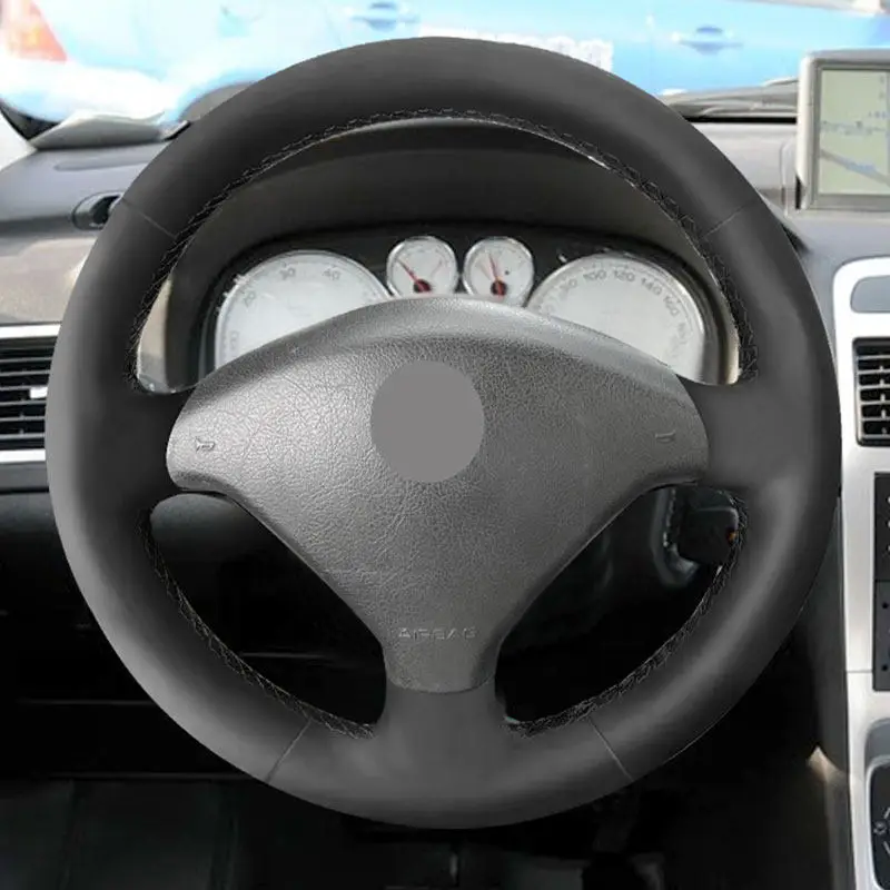 For Peugeot 307 CC 407 SW 2004 2005 2006 2007 2008 2009 Car Interior Steering Wheel Cover Soft Microfiber Leather Trim