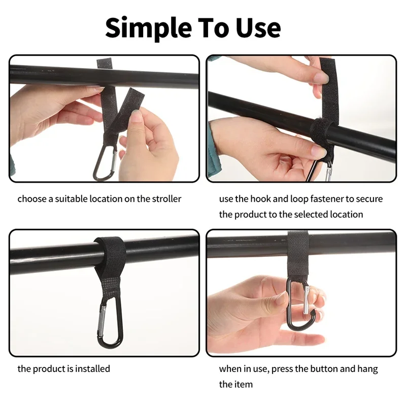 1/100pcs Baby Stroller Hook Strollers Accessory Aluminum Alloy Hooks Hook and Loop Fasteners Diaper Bag Hanger Organizer Hook