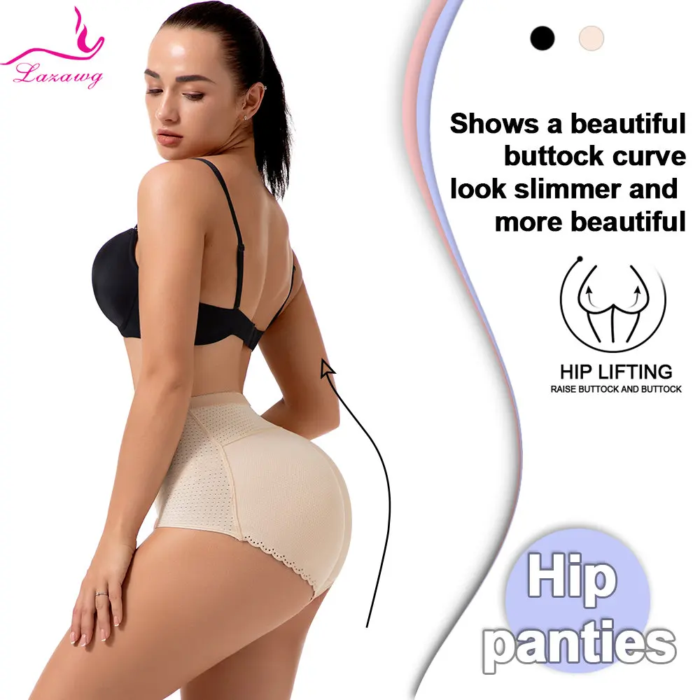 LAZAWG Padded Butt Lifter Panties for Women Hip Enhancer Brief Tummy Control Slimming Panty Push Up Underwear Seamless Shapewear