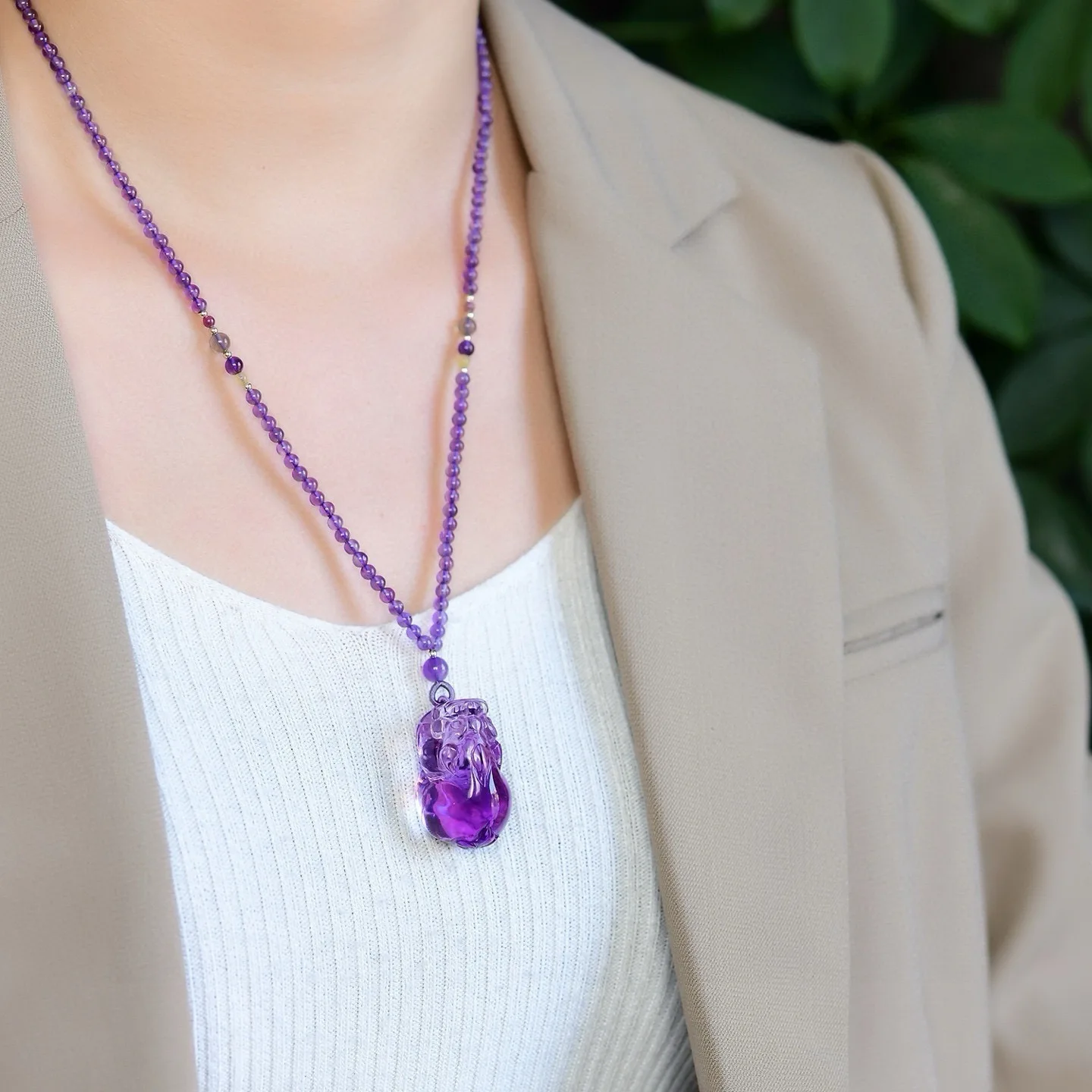 Natural Purple Amethyst Quartz Pendant 32.4*19.2*19.4mm Pi Xiu Clear Amethyst Jewelry Beads Women Men Necklace Brazil AAAAAA view 5