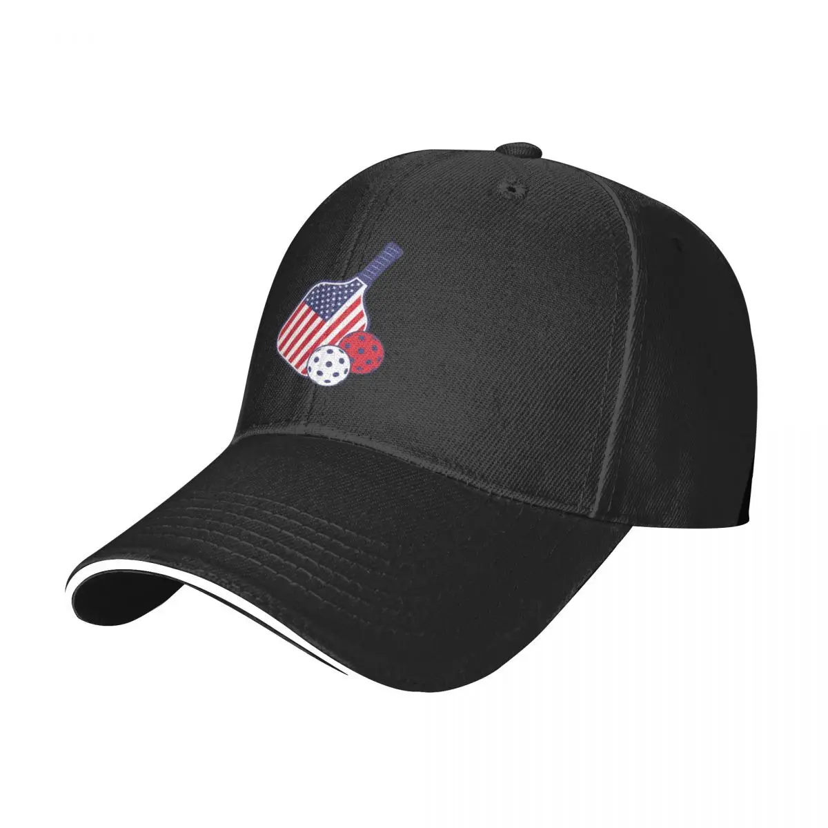 RED WHITE AND BLUE PICKLEBALLS AND PADDLE Baseball Cap Golf Hat Hat Beach Anime Hat Girl Men's