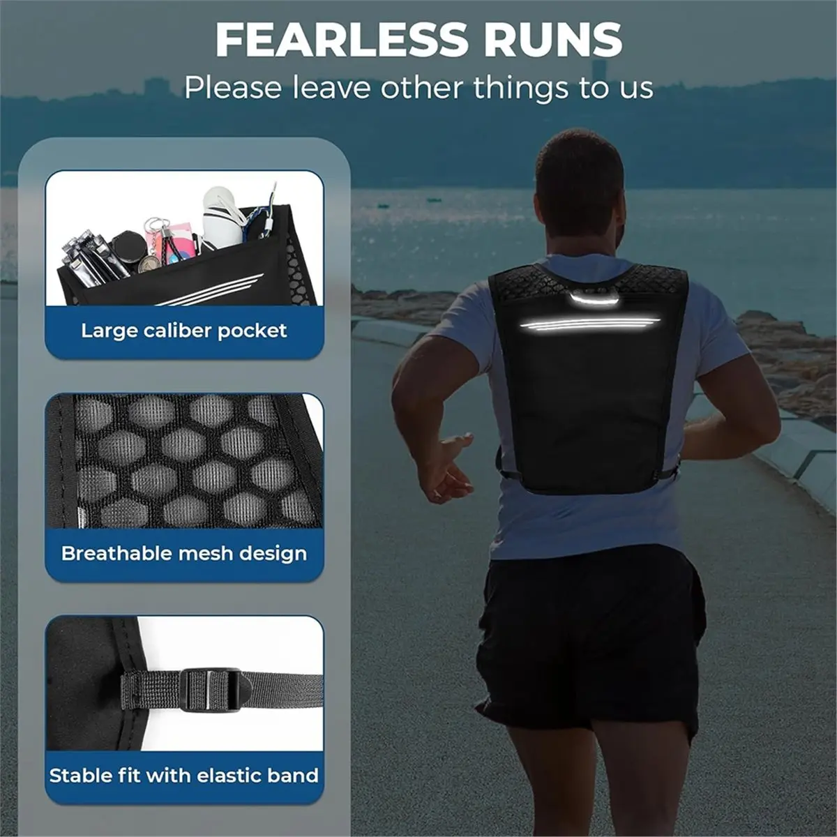 POPULAR-Running Hydration Vest, Adjustable Chest Straps Running Vest for Women Men Running Vest Black