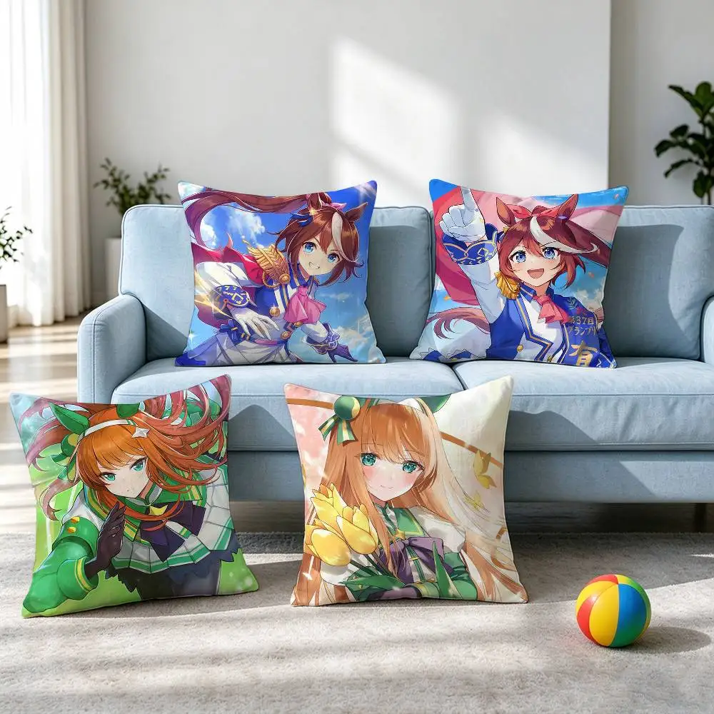 Umamusume Pretty Derby Game-E  Pillow Case Square Double-Sided Sofa Cushion Cover Bedroom Bedside Pillow Gift