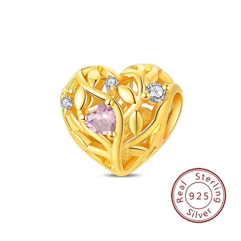 New 925 sterling silver love tree of life pendant beads, suitable as an original women's bracelet to wear as a gift or DIY exqui