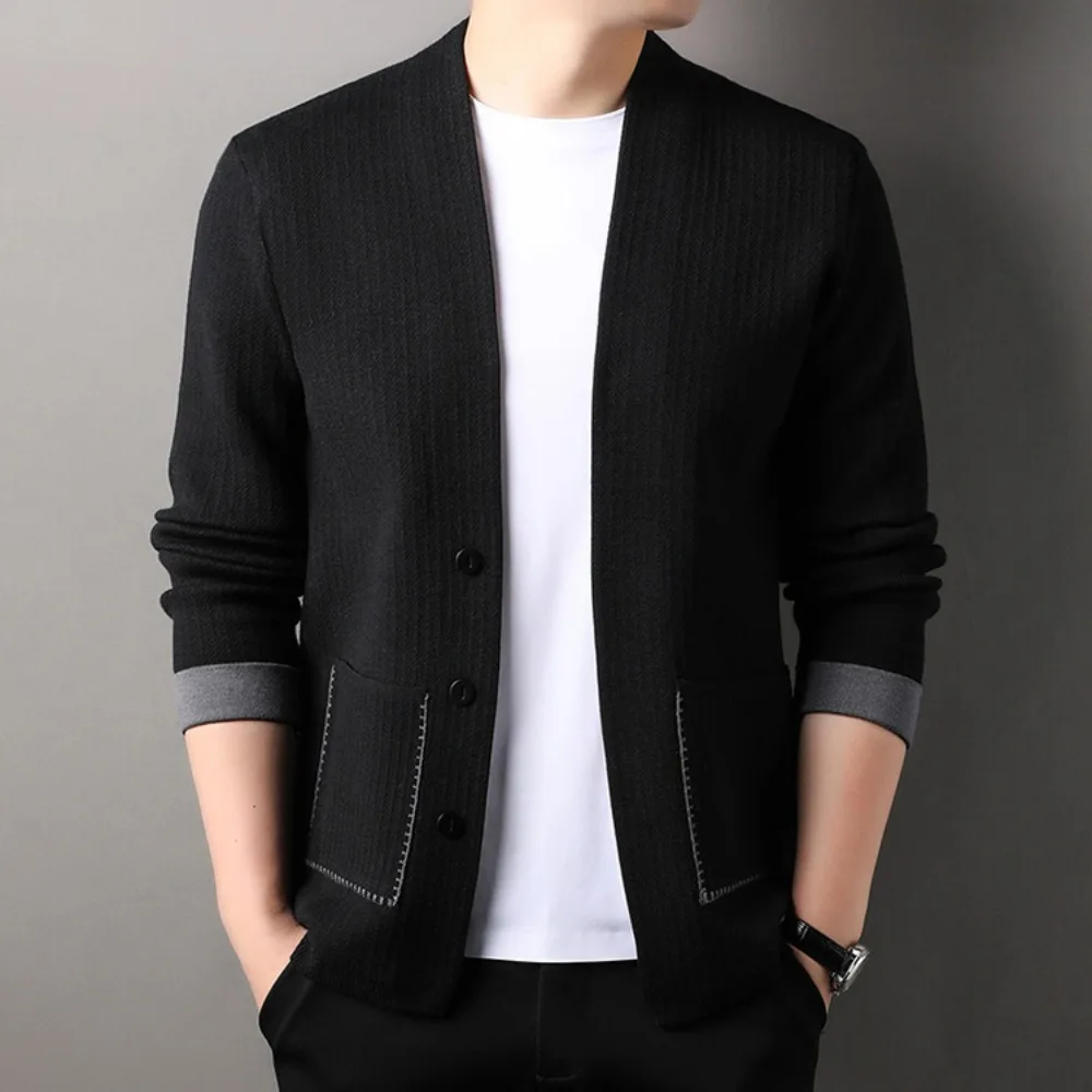 

2024 High Quality Men's Knitted Cardigan Buttonless Casual Comfortable and Versatile Suits Man Clothes Coats Jacket