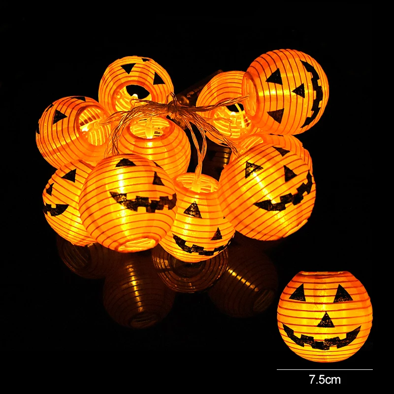 10LEDs Halloween Pumpkin String Lights Battery Operated Orange Pumpkin Lanterns Lights Garland Home Halloween Party Decorations