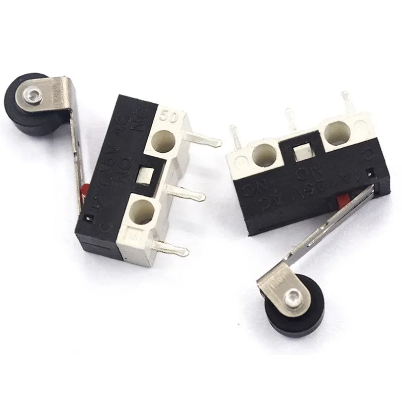 20PCS 3 Pins 1A 125V Mini Micro Limit Switch C NO NC PCB Terminals SPDT Roller Arc lever Snap Action Push Micro Mouse switches