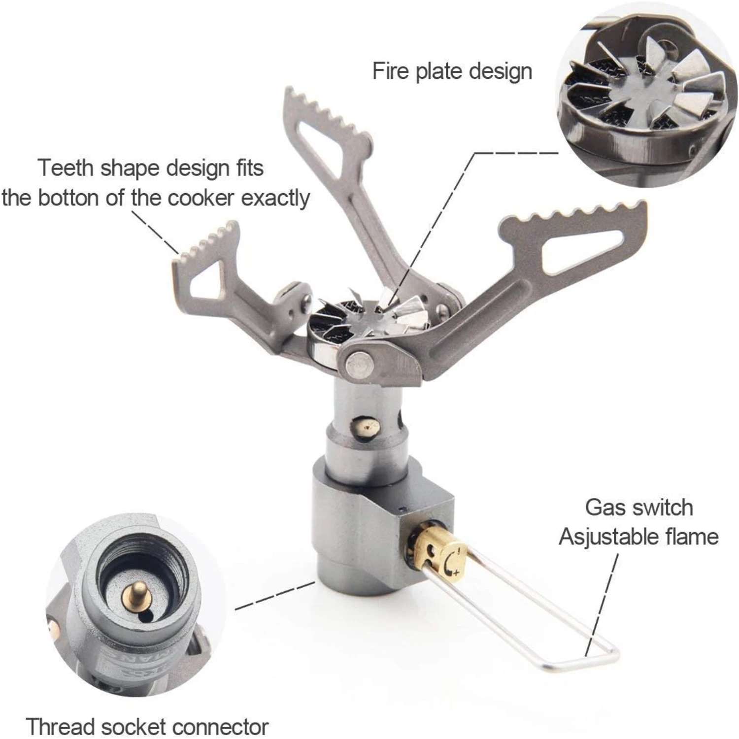 Portable and Ultralight Compact Titanium Gas Burner Stove - Lightweight Folding Camping Stove for Outdoor Cooking - Weighs only 