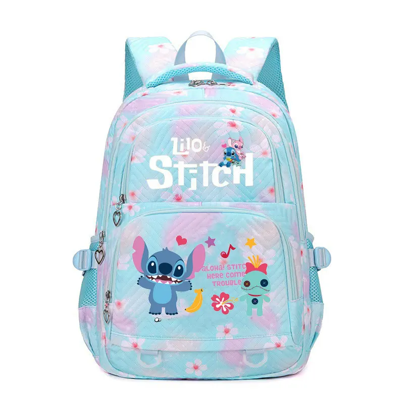 Disney Lilo Stitch กระเป๋าเป้สะพายหลังสําหรับวัยรุ่นกระเป๋านักเรียน Mochila กันน้ําผู้หญิงกระเป๋าเป้สะพายหลังกระเป๋าเดินทางหญิงกระเป๋าเป้สะพายหลัง