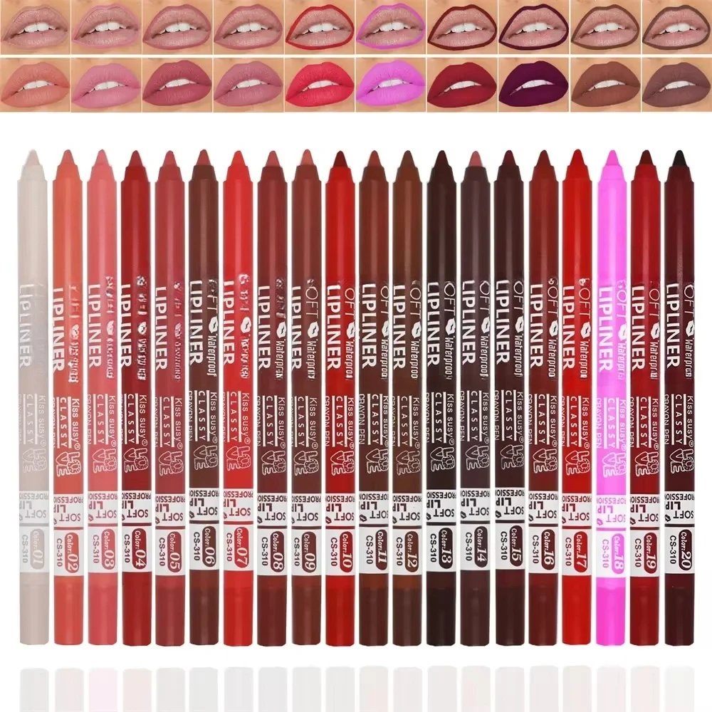 20 Color Matte Lipliner Pencil Waterproof Natural Red Brown Pro Lip Liner Makeup Lips Contour High pigment Lipstick Cosemetic