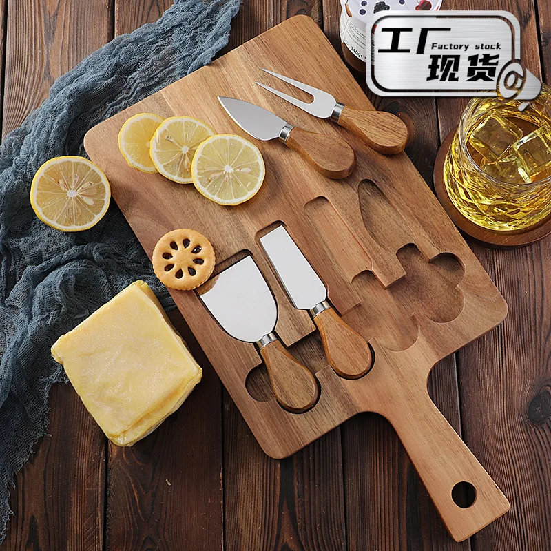 Wooden Charcuterie Cheese Serving Board with Knives Forks,Wood Chopping Block,Cutting Board,Kitchen Gadgets,Durable Easy Clean