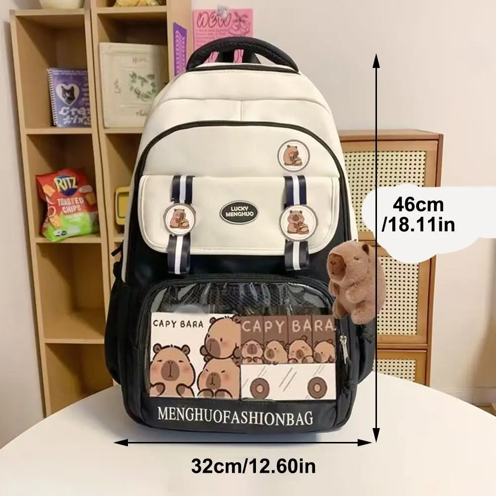 Creative Large Capacity Capybara Backpack Nylon Multipurpose School Backpack Multi-layer Book Bags