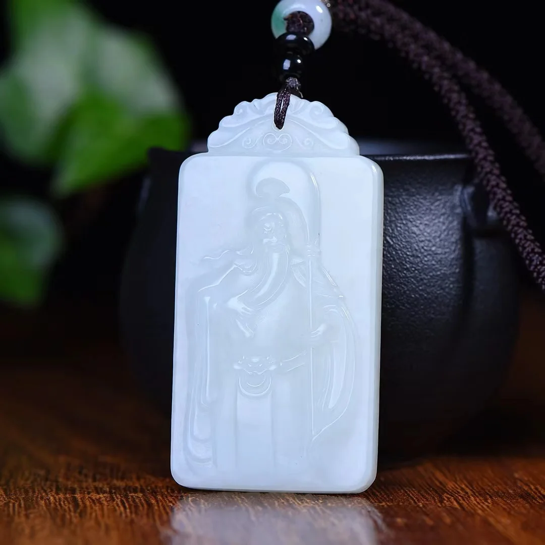 

Fine Hetian Jade Wu Guan Gong Pendant Jewelry 3761#