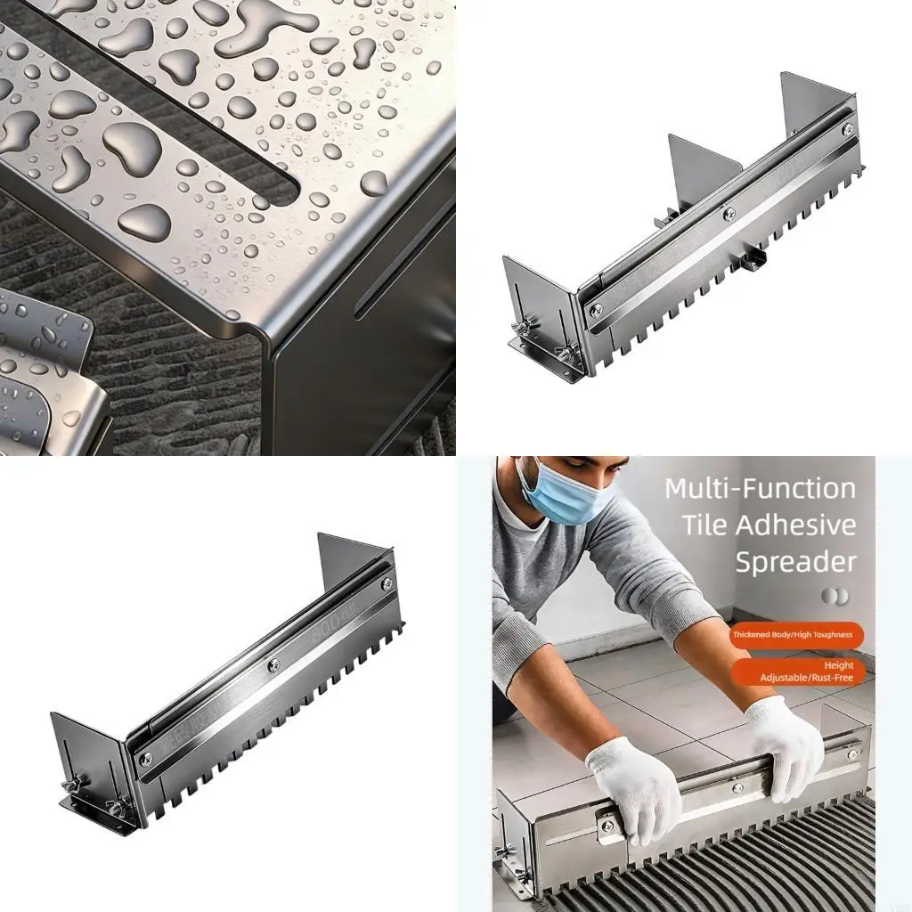 

Adjustable Notched Trowel Mortar Comb Tile Leveler Sand Leveling Tiling Paving Tool for Large Tiles Flooring & Tiling