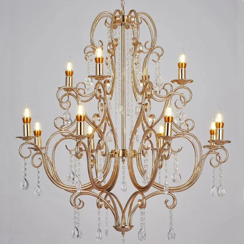 New wedding hall European wrought iron electroplated crystal chandelier ceremony pavilion ceiling lighting wedding