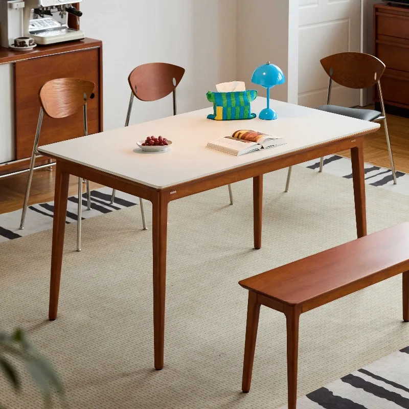 

Stone top wooden legs, dining table dining room household furniture