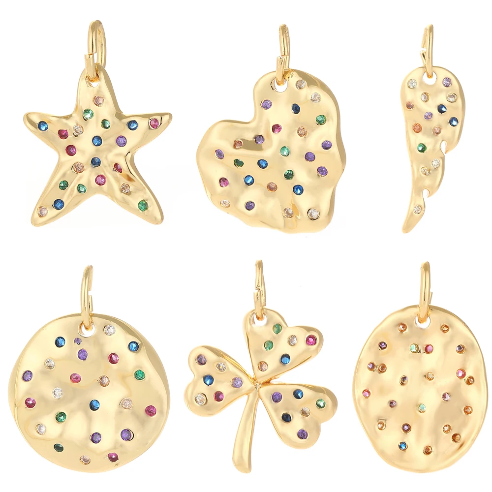 

Golden Love Star Pendant Jewelry Charm Making Copper Zircon Diy Necklace Earrings Bohemian Accessories Fashion Jewelry
