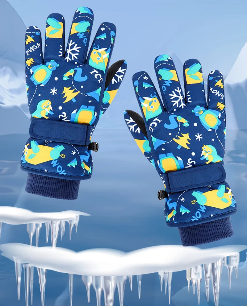 Hohe Qualität Kinder Kinder Ski Handschuhe Winter Snowboard Schnee Warme Handschuh Jungen Mädchen Wasserdicht Verdicken Fäustlinge Halten Finger Warm – Detail 2