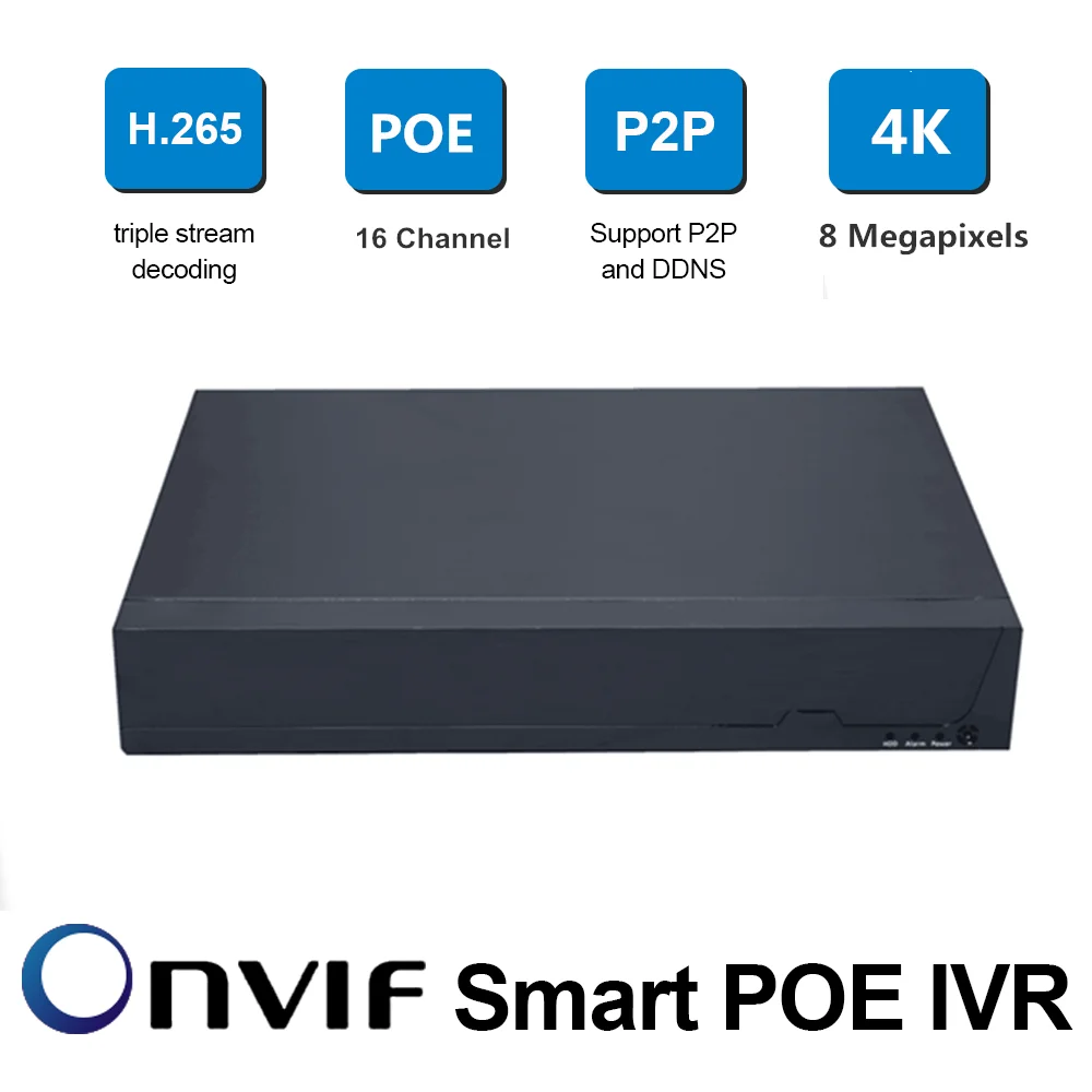 

H265+ Smart POE NVR 16 Channel Video Surveillance Security ONVIF Network Hard Disk Recorder Supports man-vehicle detection